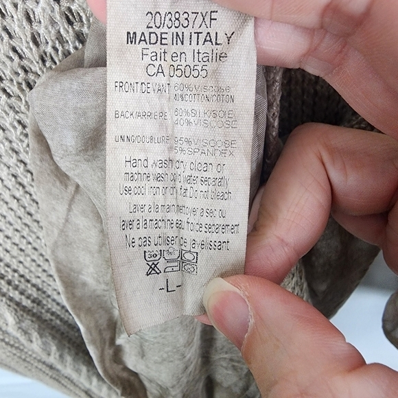 M-Made In Italy Knit and Silk Tunic SIZE LARGE Lagenlook Lace Hippie Embroidered - Picture 3 of 6